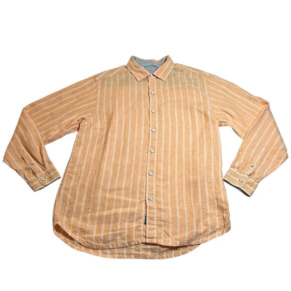 Tommy Bahama Relax Men's Stripe 100% Linen Button Up Shirt Size Large Vacation - Picture 1 of 8